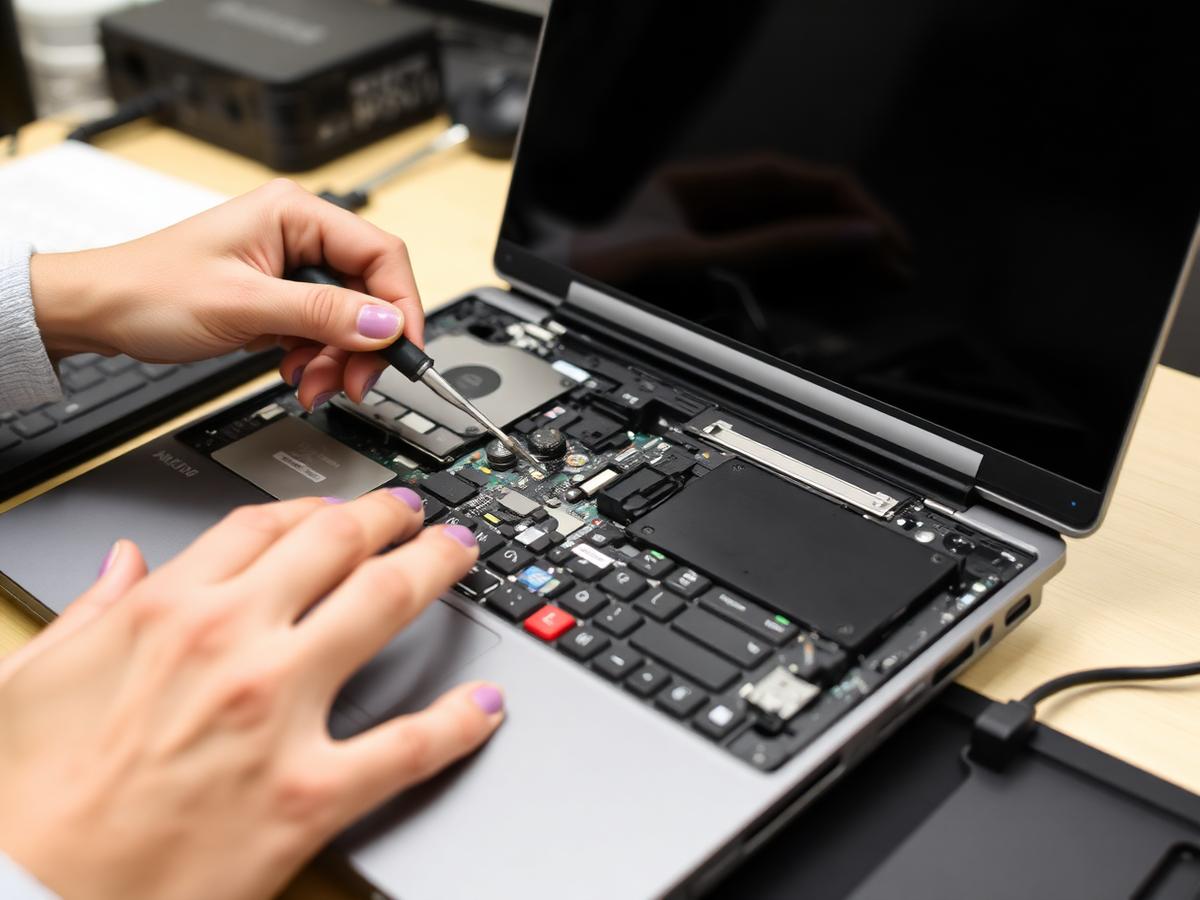Laptop opened for internal repair