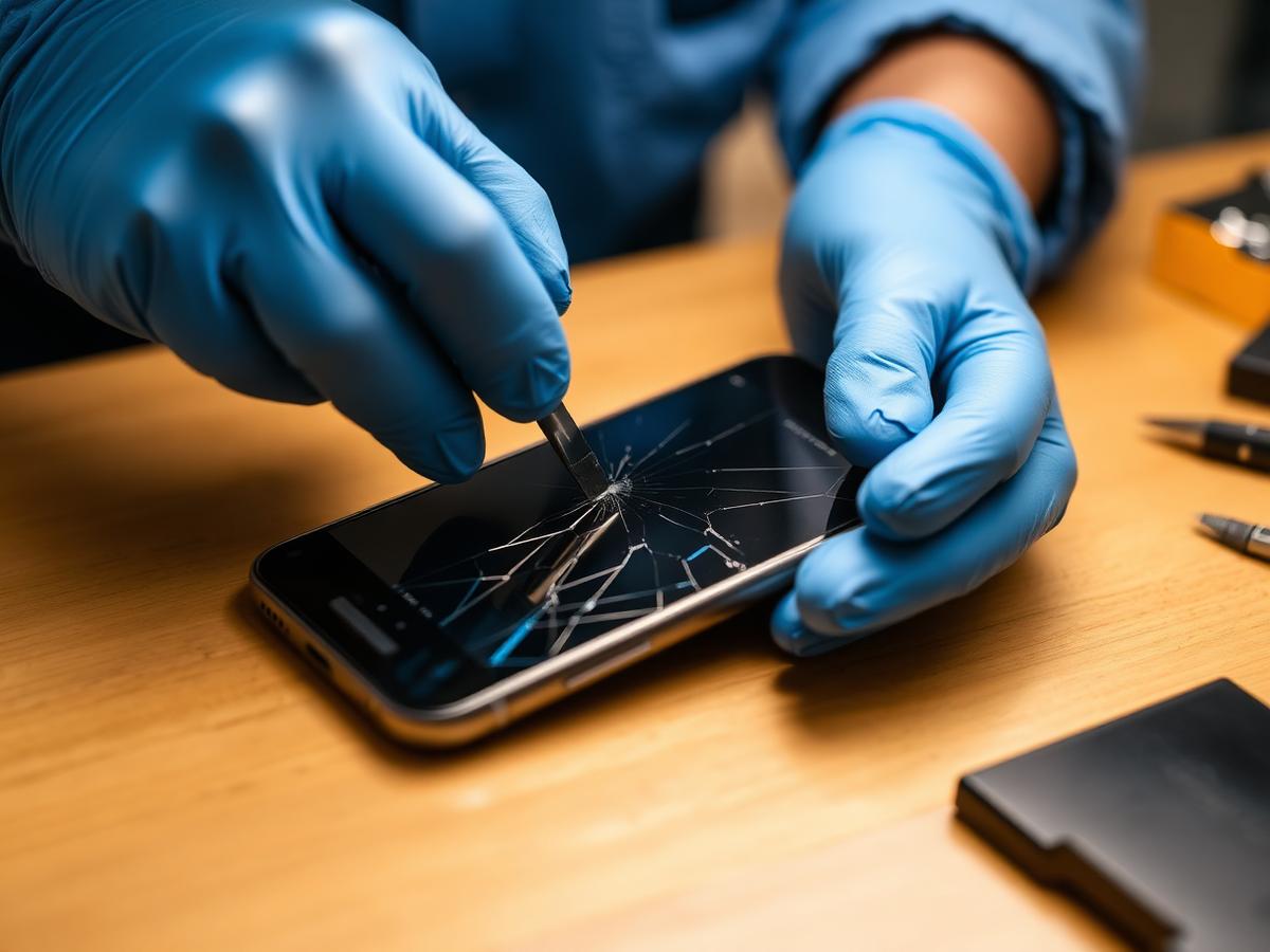 Phone screen replacement in progress