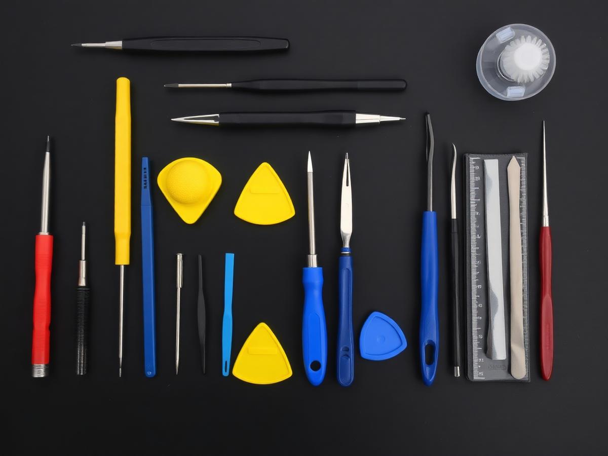 Professional phone repair tools laid out